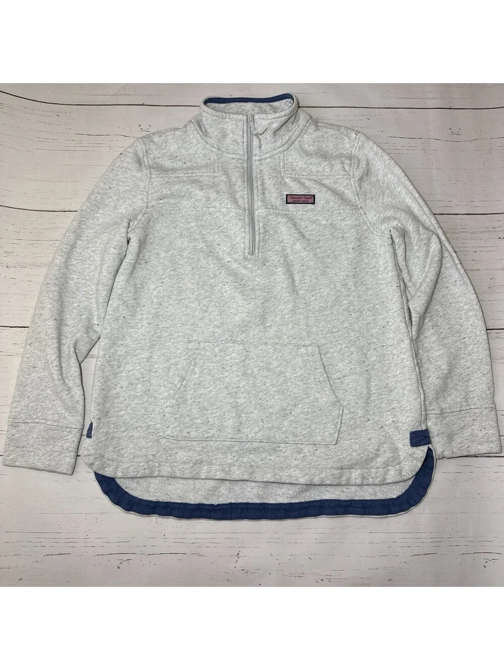 Vineyard Vines Heathered Pouch Pocket Shep Shirt 1/4 Zip Pullover Sweatshirt MED